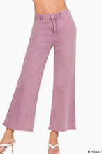 Load image into Gallery viewer, Acid Washed Frayed Cutoff Hem Straight Wide Pants