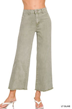 Load image into Gallery viewer, Acid Washed Frayed Cutoff Hem Straight Wide Pants