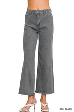 Load image into Gallery viewer, Acid Washed Frayed Cutoff Hem Straight Wide Pants