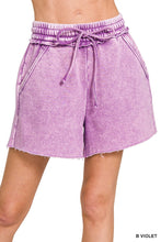 Load image into Gallery viewer, Acid Wash Fleece Drawstring Shorts With Pockets