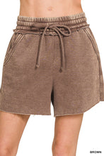 Load image into Gallery viewer, Acid Wash Fleece Drawstring Shorts With Pockets