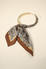 Load image into Gallery viewer, Scarf Choker - Abstract Fabric Scarf Double Bubble Chain Necklace