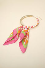 Load image into Gallery viewer, Scarf Choker - Abstract Fabric Scarf Double Bubble Chain Necklace