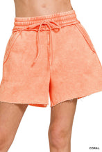 Load image into Gallery viewer, Acid Wash Fleece Drawstring Shorts With Pockets