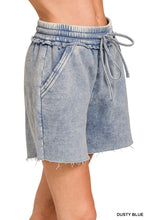 Load image into Gallery viewer, Acid Wash Fleece Drawstring Shorts With Pockets