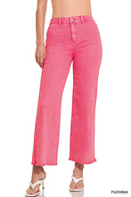 Load image into Gallery viewer, Acid Washed Frayed Cutoff Hem Straight Wide Pants