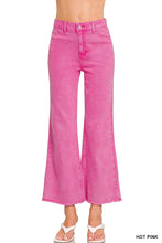 Load image into Gallery viewer, Acid Washed Frayed Cutoff Hem Straight Wide Pants