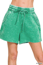Load image into Gallery viewer, Acid Wash Fleece Drawstring Shorts With Pockets