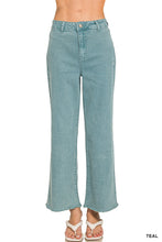 Load image into Gallery viewer, Acid Washed Frayed Cutoff Hem Straight Wide Pants