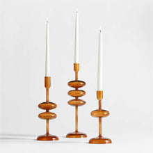 Load image into Gallery viewer, Amber Brown Glass Candle Holder
