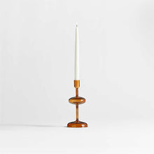 Load image into Gallery viewer, Amber Brown Glass Candle Holder