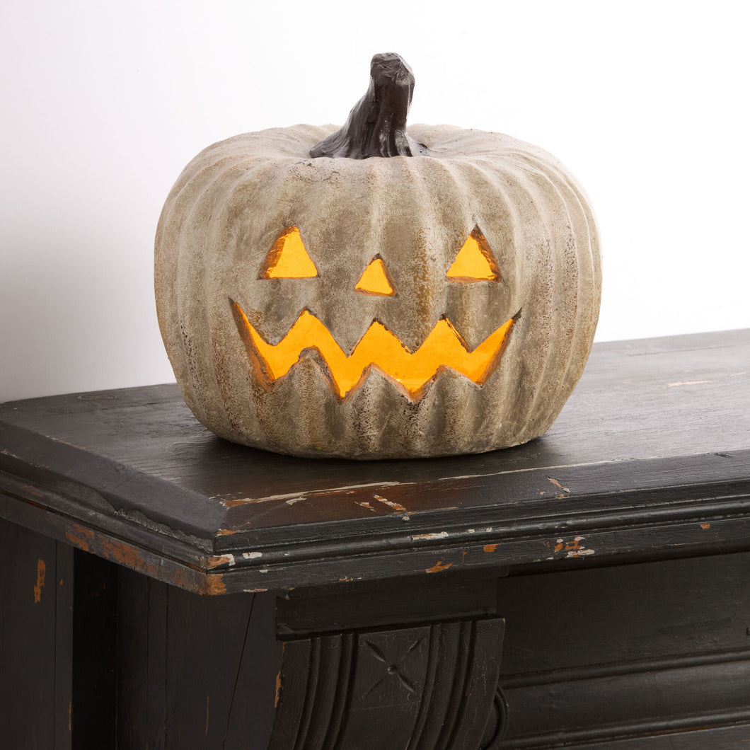 Short Antiqued Jack-O'-Lantern LED Light Up Decor