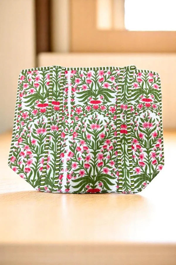 Freya Pink and Green Floral Tote Bag