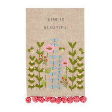 Load image into Gallery viewer, Floral Embroidery Pom Towel
