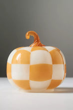 Load image into Gallery viewer, Checkered Glass Pumpkin Decorative
