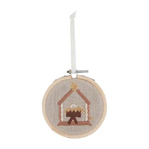 MANGER EMBROIDERED HOOP ORNAMENT