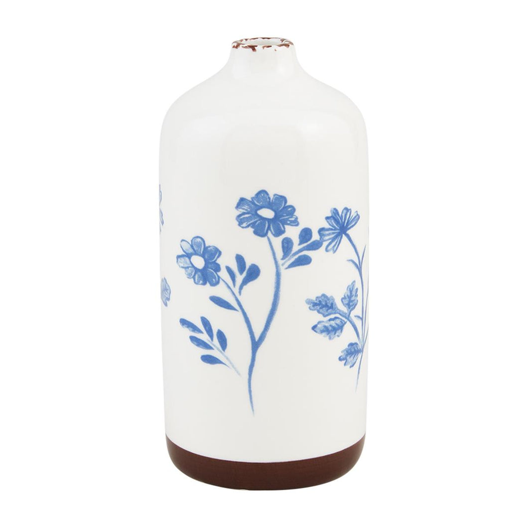 Medium Blue Floral Bud Vase