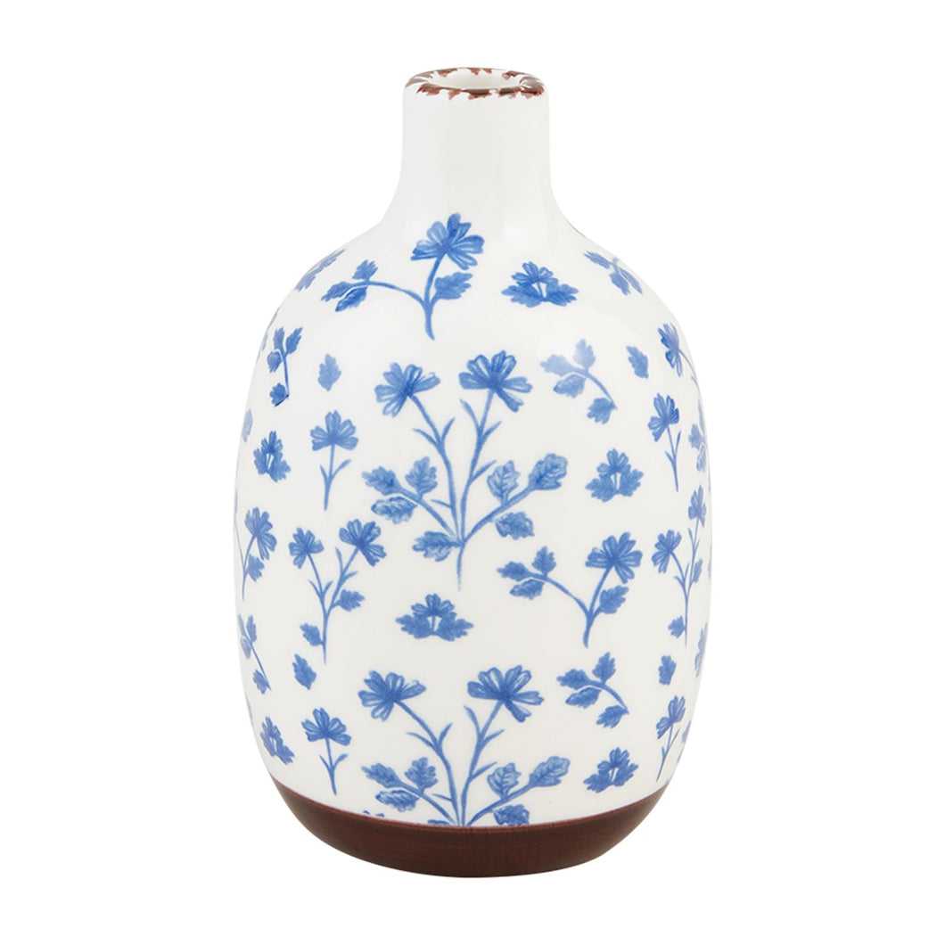 Small Blue Floral Bud Vase