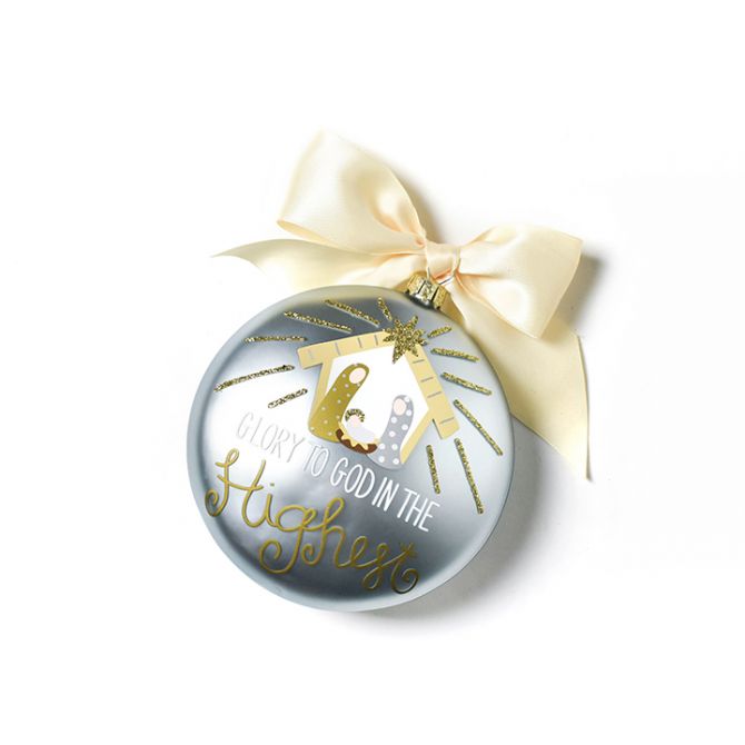 Birth of Christ - Luke 2:14 120mm Glass Ornament