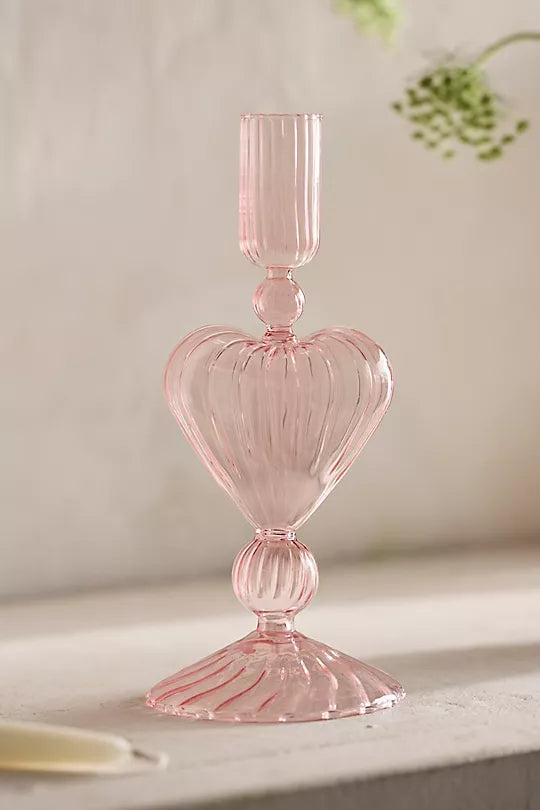 Glass Heart Taper Holder