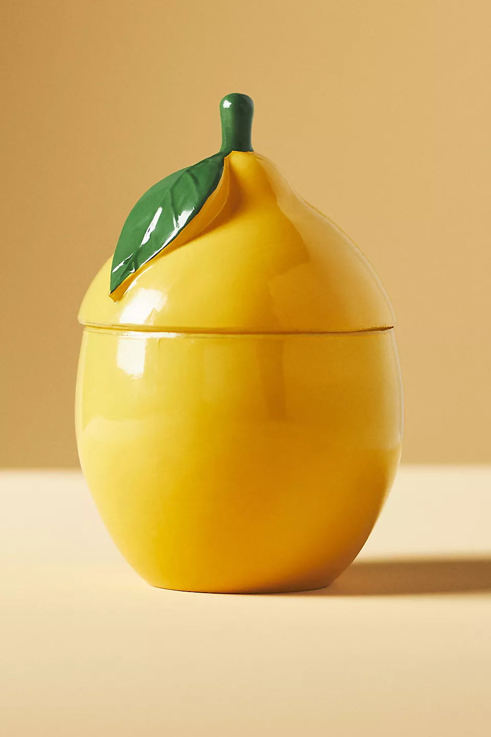 Lemon-Shaped Floral Lemon Blossom Glass Candle
