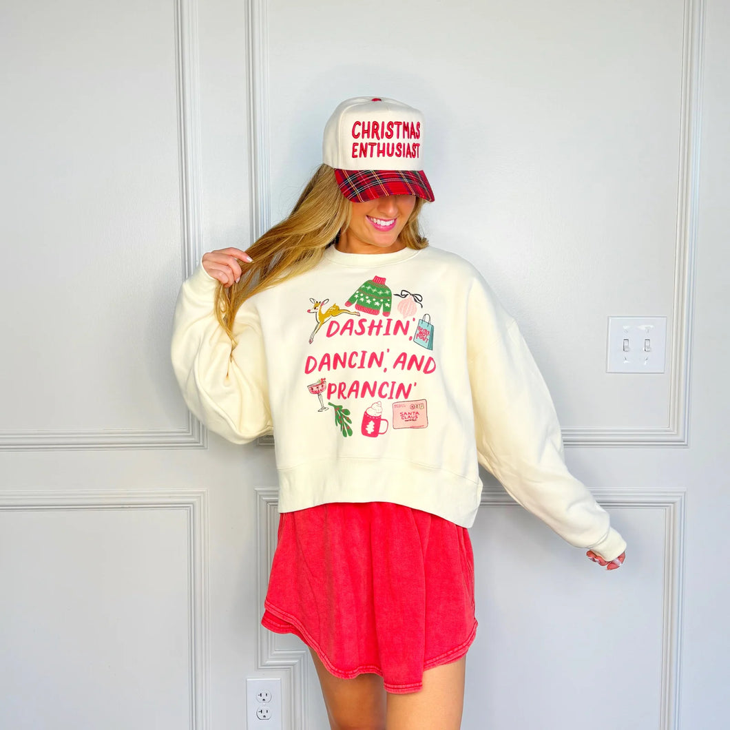 Dashin, Dancin and Prancin Crop Sweatshirt