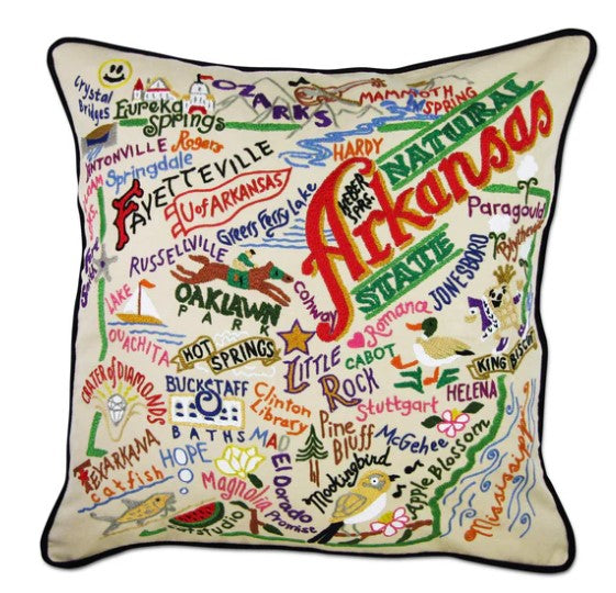 Arkansas Hand Embroidered  Pillow
