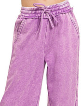 Load image into Gallery viewer, Acid Wash Fleece Palazzo Pant With Pockets
