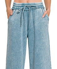 Load image into Gallery viewer, Acid Wash Fleece Palazzo Pant With Pockets
