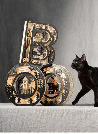 Boo Halloween Light-Up Wood Mantel Letters