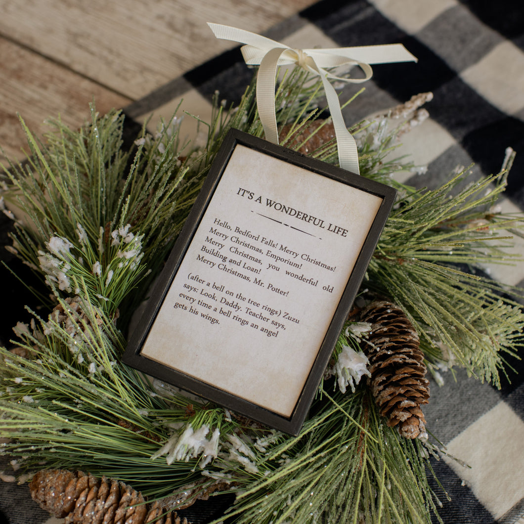 A WONDERFUL LIFE SIGN ORNAMENT