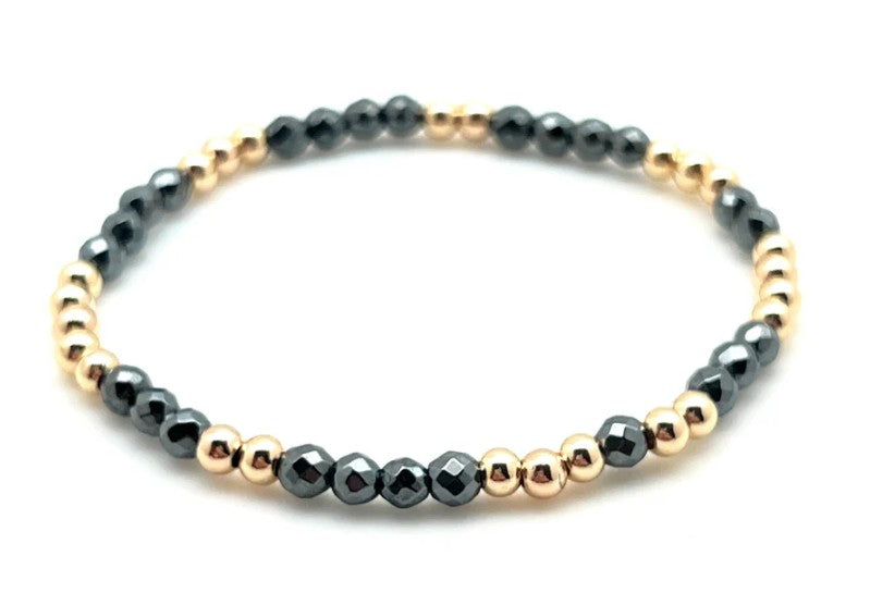 14K Gold Filled Hematite & Gold Eternity Bracelet