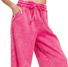 Load image into Gallery viewer, Acid Wash Fleece Palazzo Pant With Pockets
