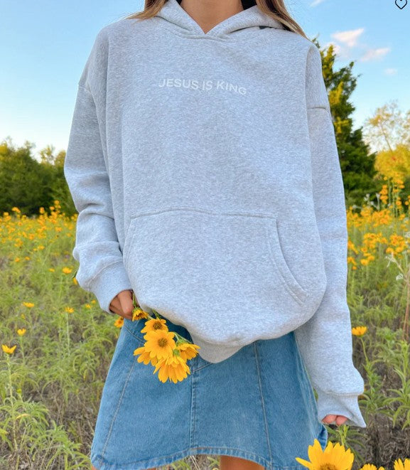 Jesus Is King Heather Grey Unisex Hoodie