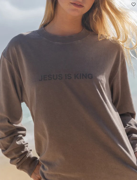 Jesus Is King Brown LS Unisex Tee