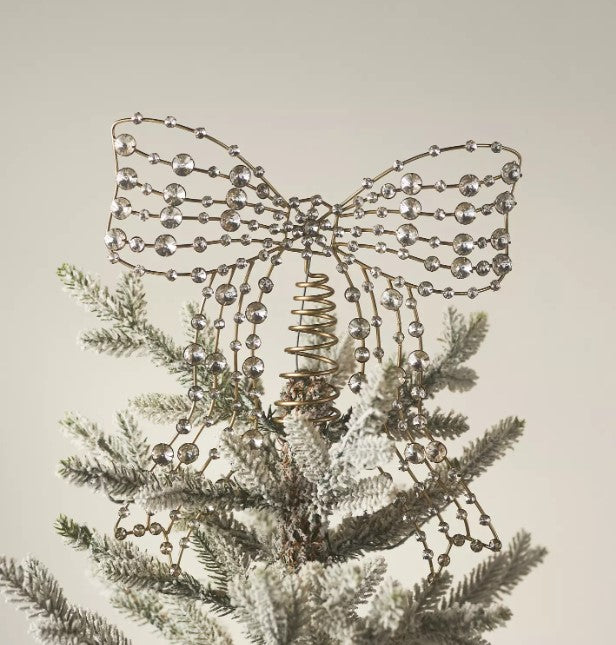 Jeweled Metal Bow Tree Topper