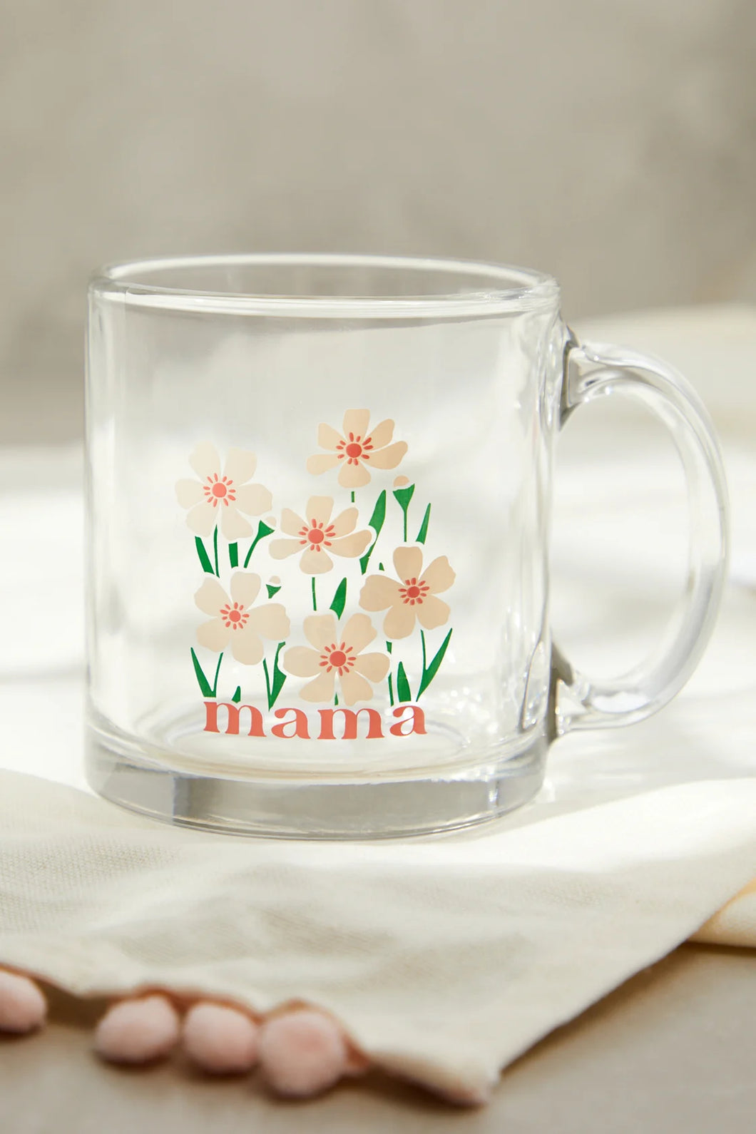Mama Floral Glass Mug