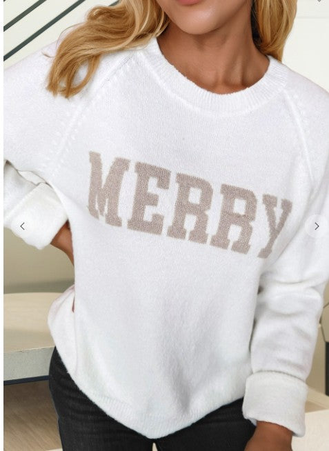 Letter Pattern Christmas Raglan Sleeve Sweater