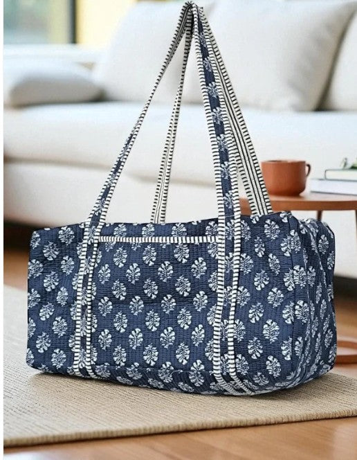 Nantucket Blooms Navy Floral Duffle Bag
