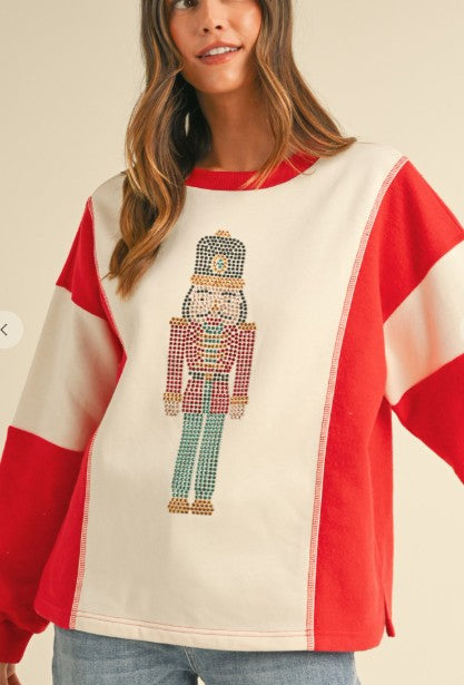 Nutcracker Embellished Color Block Sweatshirt