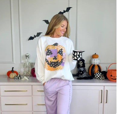 Patchwork Jack O Lantern Sweatshirt