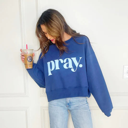 pray. Puff Crop Sweatshirt