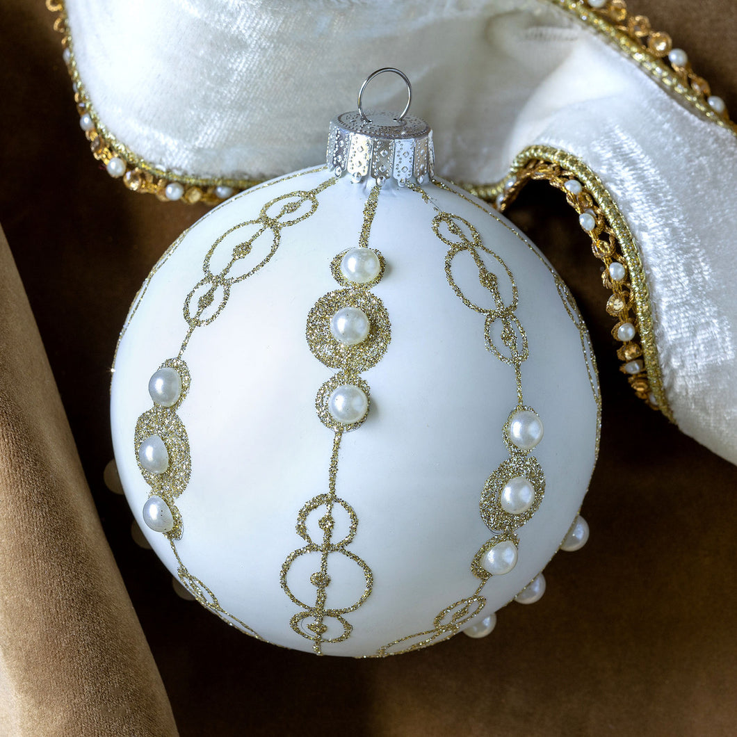 Pearl Chain Pattern Glass Ball Ornament