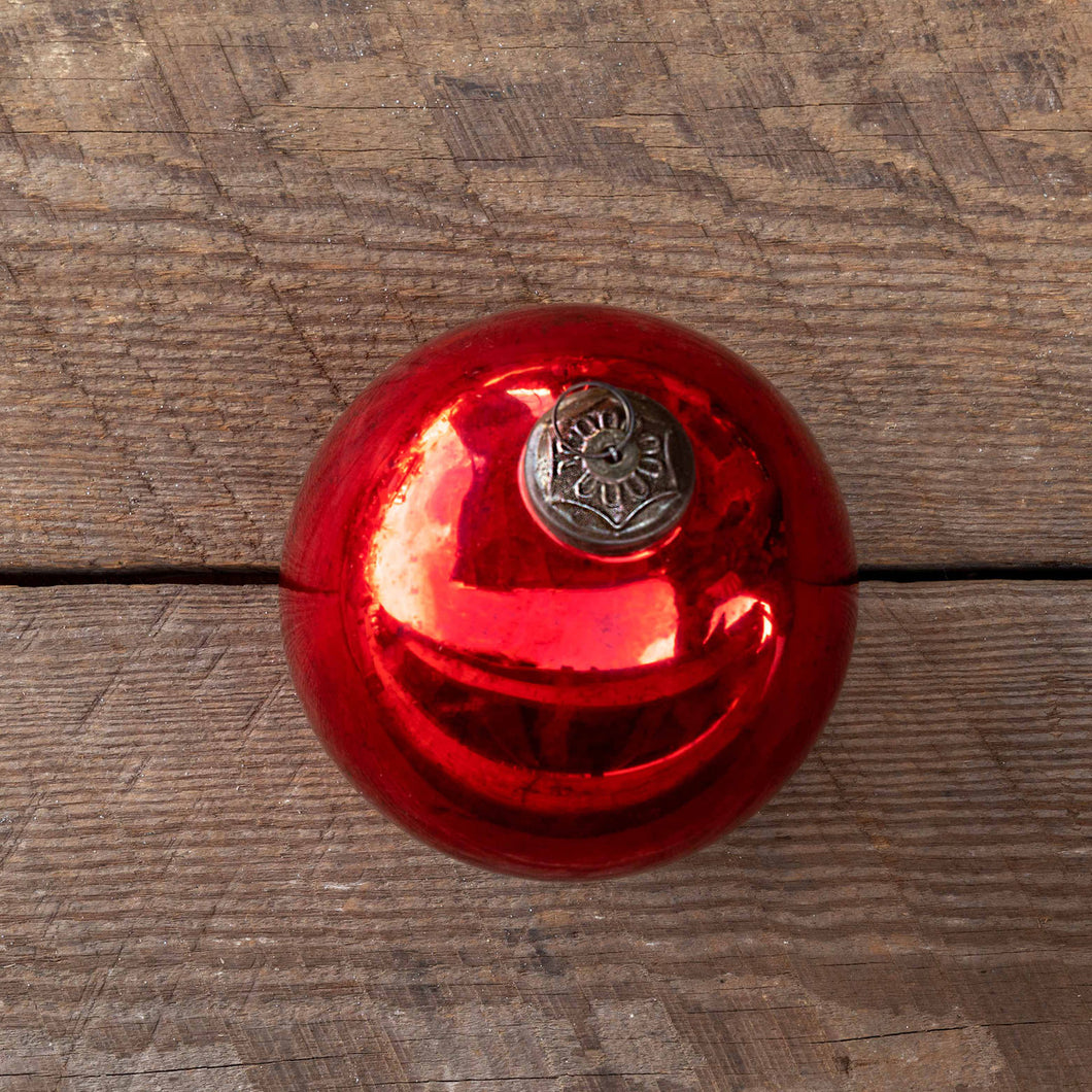 Antique Shiny Ruby Glass Ball Ornament, Extra Large