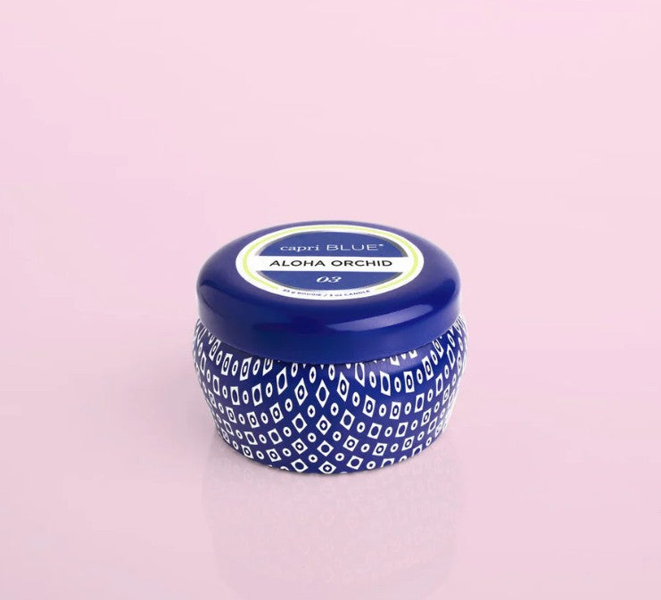 Aloha Orchid Blue Mini Tin Candle, 3 oz