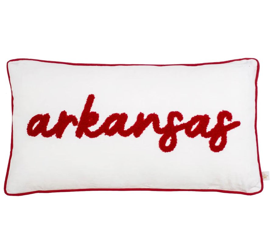 Arkansas Embroidered Lumbar Pillow