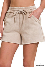 Load image into Gallery viewer, Acid Wash Fleece Drawstring Shorts With Pockets
