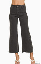 Load image into Gallery viewer, Acid Washed Frayed Cutoff Hem Straight Wide Pants
