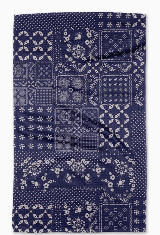 Blossoming Bandanna Blue Tea Towel