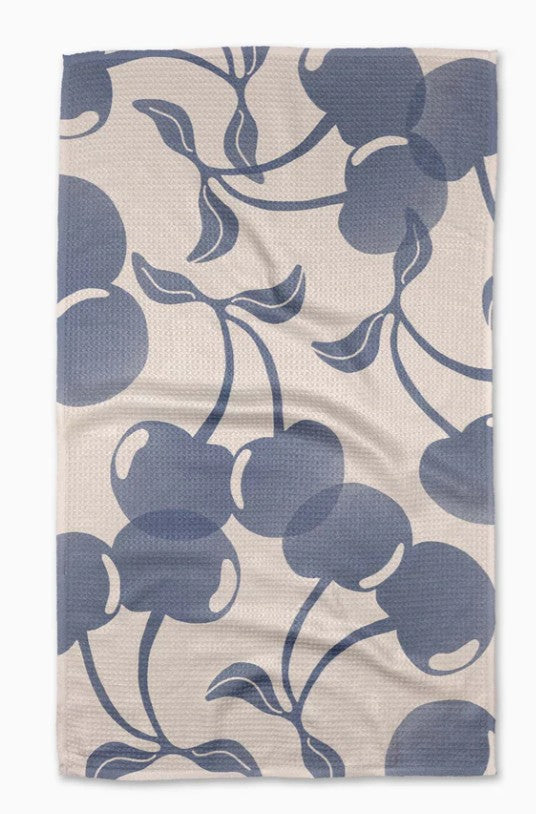 Blue Cherry Dreams Tea Towel